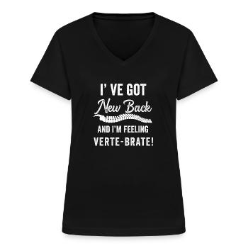Retour Récupération post-opératoire Hommes Femmes Discectomie - T-shirt col V Femme - noir - Devant - Lela (165cm)