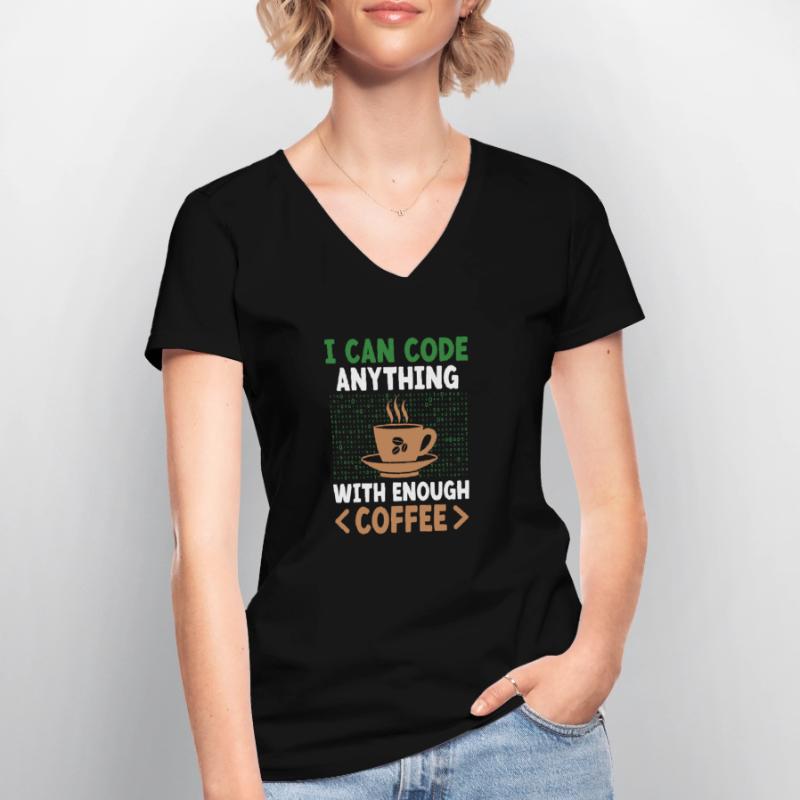 Kaffee-Codierung Programmierer Programmierer Entwickler Nerd Coff Frauen-T-Shirt mit V-Ausschnitt