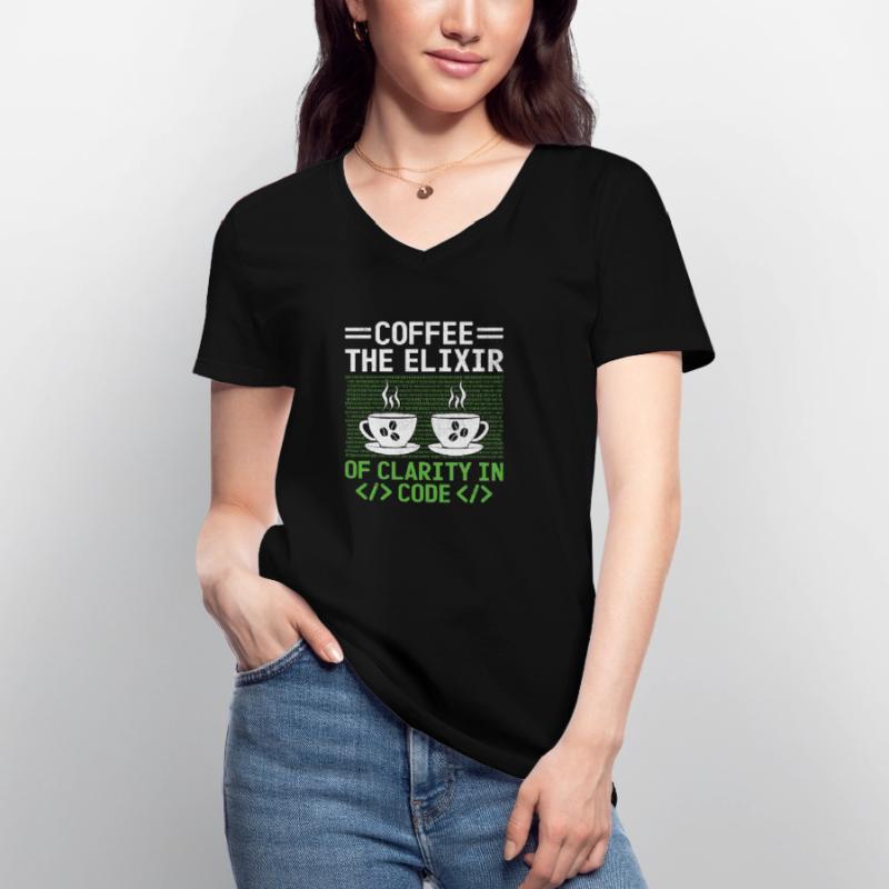 Kaffee-Codierung Programmierer Programmierer Entwickler Nerd Coff Frauen-T-Shirt mit V-Ausschnitt