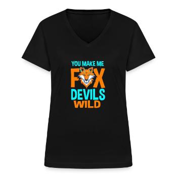 You make me fox Devils wild - Frauen-T-Shirt mit V-Ausschnitt - Schwarz - Vorne - Lela (165cm)