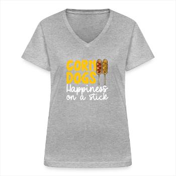 Corn Dog Corndog - Women's V-neck T-shirt - sports grey - Front - Lela (165cm)