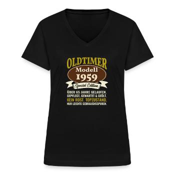 65th Birthday Classic Car Model 1959 65 Years - Women's V-neck T-shirt - black - Front - Lela (165cm)