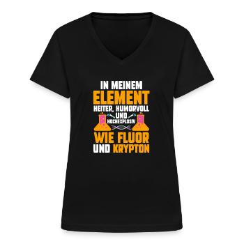 Chemist Science Physics Chemistry - Women's V-neck T-shirt - black - Front - Lela (165cm)