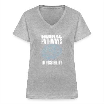 Unlock Your Brain's Potential Neuroplasticity - Frauen-T-Shirt mit V-Ausschnitt - Grau meliert - Vorne - Lela (165cm)