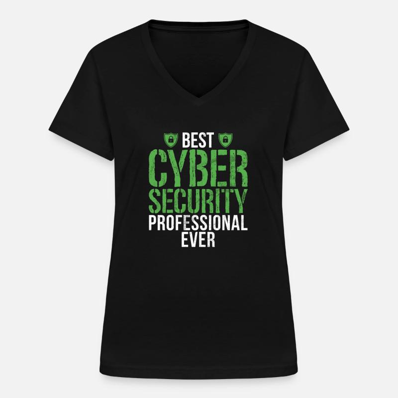 Cyber security hacker hacking - Women's V-neck T-shirt - black