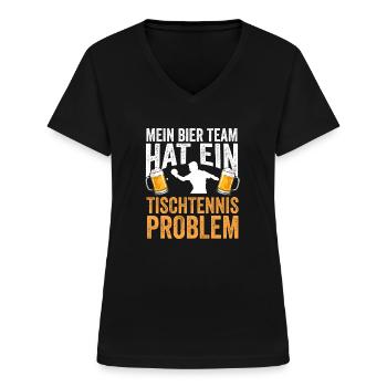 Tischtennis Bier Tischtennisball Geschenk - Frauen-T-Shirt mit V-Ausschnitt - Schwarz - Vorne - Lela (165cm)