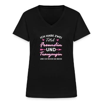 Trauzeugin Hochzeit Braut Geschenk - Frauen-T-Shirt mit V-Ausschnitt - Schwarz - Vorne - Lela (165cm)
