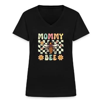 Bienenmama Imkerin Imkerei Mama - Frauen-T-Shirt mit V-Ausschnitt - Schwarz - Vorne - Lela (165cm)