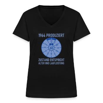 HU Zustand entspricht Alter und Laufleistung Auto - Frauen-T-Shirt mit V-Ausschnitt - Schwarz - Vorne - Lela (165cm)