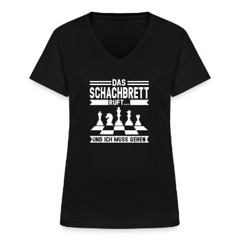 Schach Spieler Schach Spieler Geschenk - Frauen-T-Shirt mit V-Ausschnitt - Schwarz - Vorne - Lela (165cm)