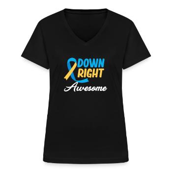 Autisme génial du syndrome de Down - T-shirt col V Femme - noir - Devant - Lela (165cm)