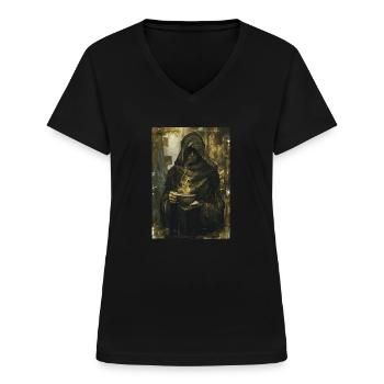 The Coffee Drinker Tarot - Women's V-neck T-shirt - black - Front - Lela (165cm)