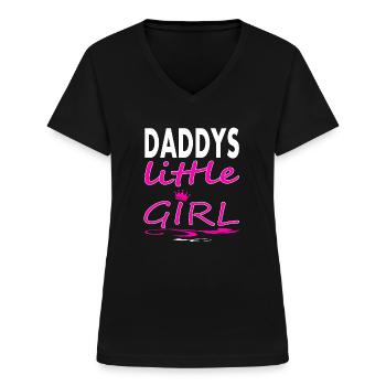 Daddy girl Daddy's Girl Cool Saying Gift - Women's V-neck T-shirt - black - Front - Lela (165cm)