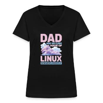 De quoi sont faits les nuages, les serveurs Linux principalement 32 - T-shirt col V Femme - noir - Devant - Lela (165cm)