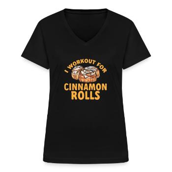 Cinnamon roll - Women's V-neck T-shirt - black - Front - Lela (165cm)