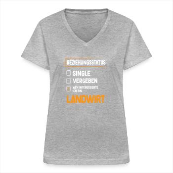 Farmer Relationship Status - Women's V-neck T-shirt - sports grey - Front - Lela (165cm)
