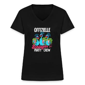 Schlager - Frauen-T-Shirt mit V-Ausschnitt - Schwarz - Vorne - Lela (165cm)