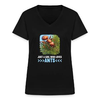 Ant Ameisen Ameise - Frauen-T-Shirt mit V-Ausschnitt - Schwarz - Vorne - Lela (165cm)