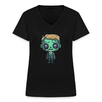 Vendeur Halloween - T-shirt col V Femme - noir - Devant - Lela (165cm)