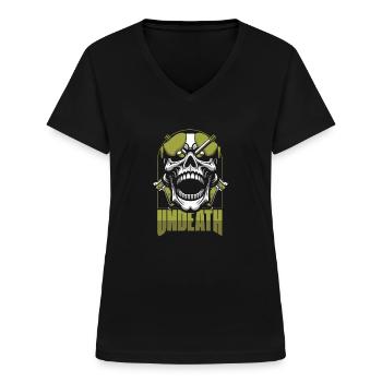 Paintball Skull Undeath - Women's V-neck T-shirt - black - Front - Lela (165cm)