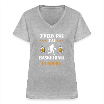 I can't I have basketball aperitif humor gift - Women's V-neck T-shirt - sports grey - Front - Lela (165cm)