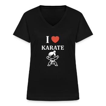 Karate - Frauen-T-Shirt mit V-Ausschnitt - Schwarz - Vorne - Lela (165cm)