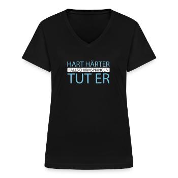 Fallschirmspringer Fallschirmspringen - Frauen-T-Shirt mit V-Ausschnitt - Schwarz - Vorne - Lela (165cm)