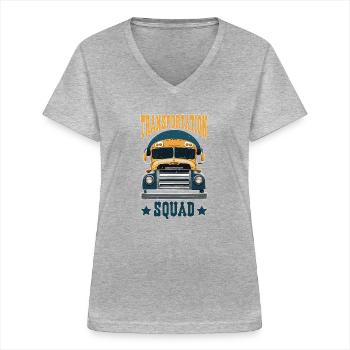 Transportation Squad 5 - Frauen-T-Shirt mit V-Ausschnitt - Grau meliert - Vorne - Lela (165cm)