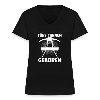 Turnen Sport Turner Geschenk - Frauen-T-Shirt mit V-Ausschnitt - Schwarz - Vorne - Lela (165cm)