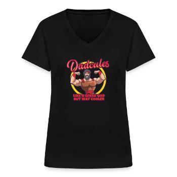 Dadcule Dieu grec mais mythologie plus froide - T-shirt col V Femme - noir - Devant - Lela (165cm)