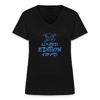 Limited Edition 1975 Geburtstag 1975 Geboren - Frauen-T-Shirt mit V-Ausschnitt - Schwarz - Vorne - Lela (165cm)