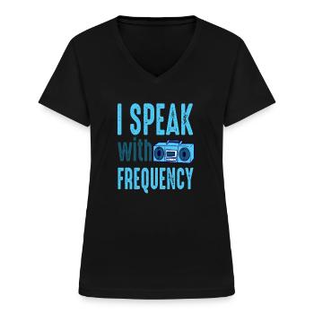 Amateur parler avec la fréquence radio amateur - T-shirt col V Femme - noir - Devant - Lela (165cm)