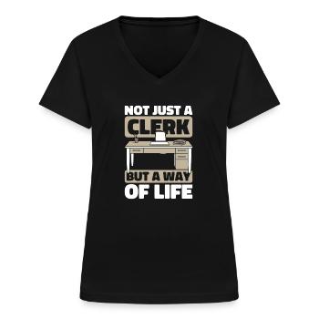 Spécialiste - T-shirt col V Femme - noir - Devant - Lela (165cm)