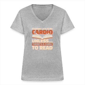 Bande dessinée - T-shirt col V Femme - gris chiné - Devant - Lela (165cm)