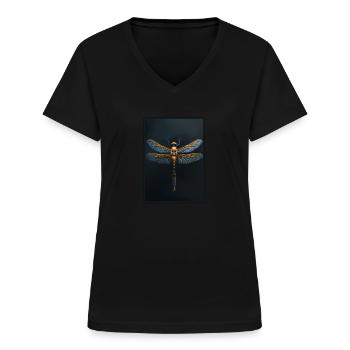 Libellen Libelle - Frauen-T-Shirt mit V-Ausschnitt - Schwarz - Vorne - Lela (165cm)