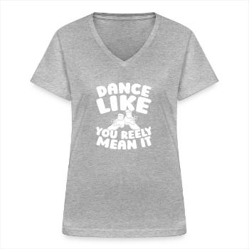 Irish Dance Irischer Tanz - Frauen-T-Shirt mit V-Ausschnitt - Grau meliert - Vorne - Lela (165cm)