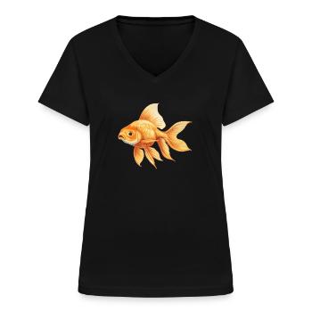 Goldfische Goldfisch - Frauen-T-Shirt mit V-Ausschnitt - Schwarz - Vorne - Lela (165cm)