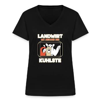 Kuhlste Landwirt cow - Frauen-T-Shirt mit V-Ausschnitt - Schwarz - Vorne - Lela (165cm)