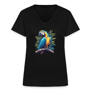 L’ère de l’ara - T-shirt col V Femme - noir - Devant - Lela (165cm)