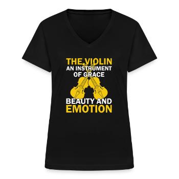 Musiciens de violon, professeurs de violon, amateurs de violon - T-shirt col V Femme - noir - Devant - Lela (165cm)