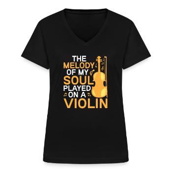 Musiciens de violon, professeurs de violon, amateurs de violon - T-shirt col V Femme - noir - Devant - Lela (165cm)