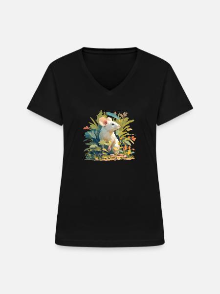 Mäuse Maus - Frauen-T-Shirt mit V-Ausschnitt - Schwarz