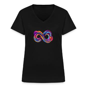 Infinity Symbol Autistic Acceptance - Women's V-neck T-shirt - black - Front - Lela (165cm)
