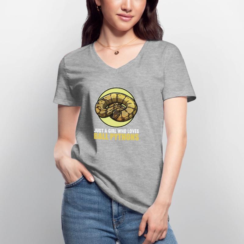 Ball Python Königspythons Königspython Frauen-T-Shirt mit V-Ausschnitt