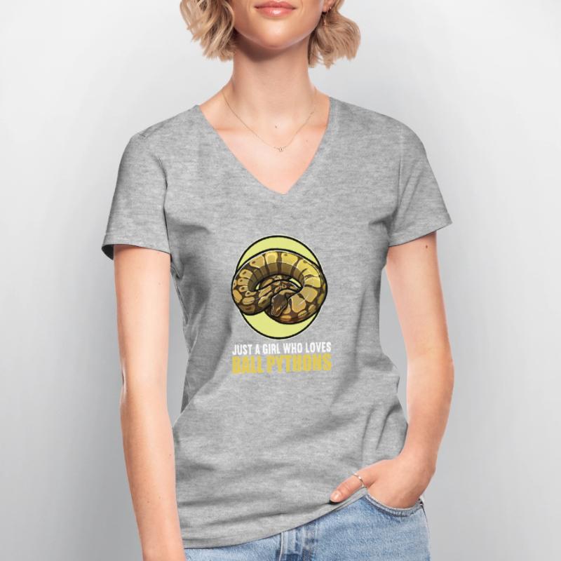 Ball Python Königspythons Königspython Frauen-T-Shirt mit V-Ausschnitt