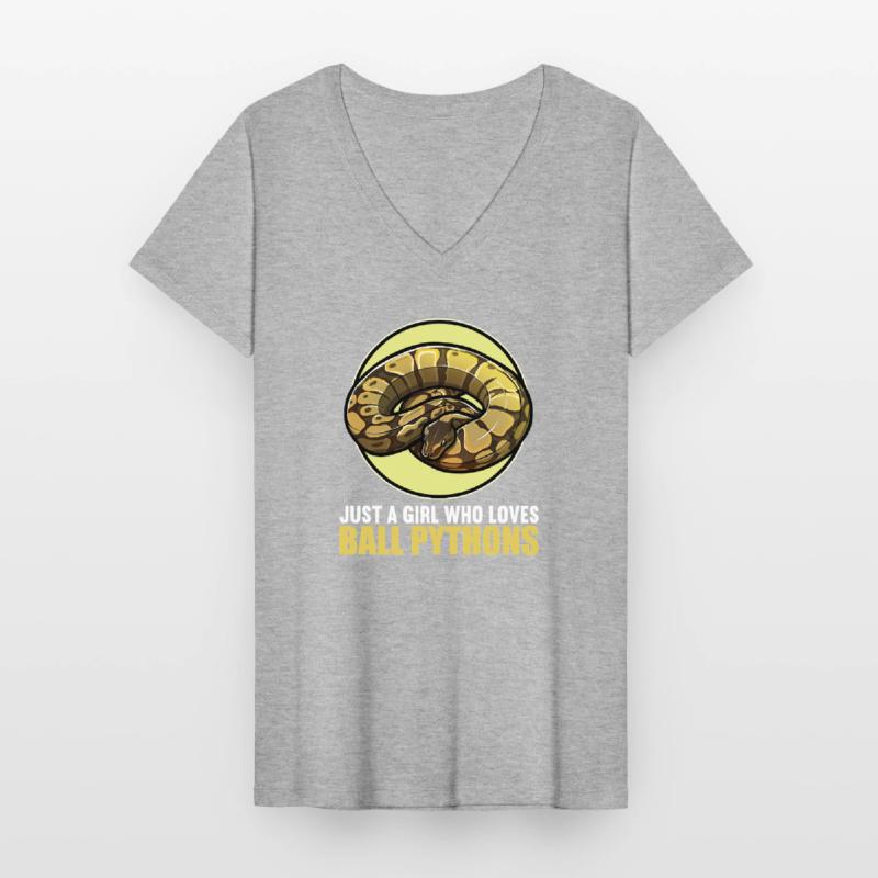 Ball Python Königspythons Königspython Frauen-T-Shirt mit V-Ausschnitt