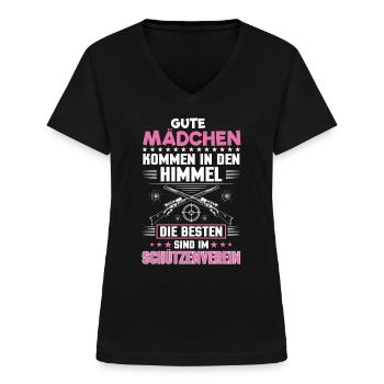 Schützenverein Sportschießen Schießstand Mädchen - Frauen-T-Shirt mit V-Ausschnitt - Schwarz - Vorne - Lela (165cm)