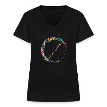 Sporty Hobby Leidenschaft Blockflöte - Frauen-T-Shirt mit V-Ausschnitt - Schwarz - Vorne - Lela (165cm)