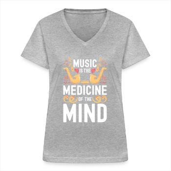 Musik Techno Lieder - Frauen-T-Shirt mit V-Ausschnitt - Grau meliert - Vorne - Lela (165cm)