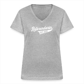 Referendarin 2023 Zukünftige Lehrerin Lehramt Jura - Frauen-T-Shirt mit V-Ausschnitt - Grau meliert - Vorne - Lela (165cm)